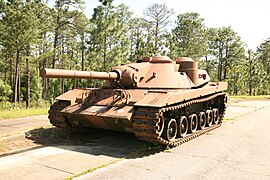 XM803 surrogate at the Armor and Cavalry Collection, Fort Benning, Georgia, made from the MBT-70 and M60 parts.