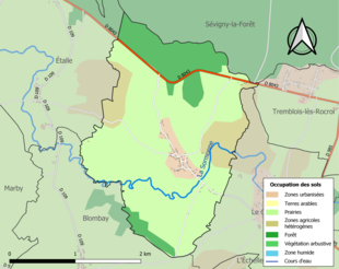 Carte en couleurs présentant l'occupation des sols.