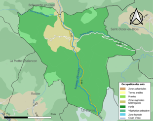 Carte en couleurs présentant l'occupation des sols.