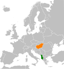 Map indicating locations of Albania and Hungary