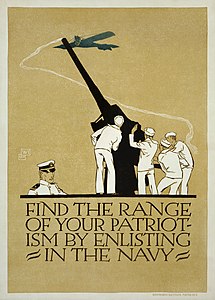 1918 Navy Enlistment Poster at History of the United States Navy, by Vojtech Preissig (edited by Durova)