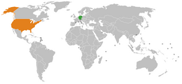 Mappa che indica l'ubicazione di Germania e Stati Uniti