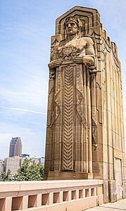 Guardians of Traffic, pylon on Hope Memorial Bridge in Cleveland, Ohio, by Henry Hering and Frank Walker (1932)