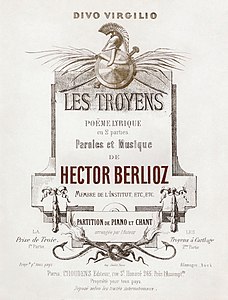 Vocal score cover of Les Troyens, by Antoine Barbizet (restored by Adam Cuerden)