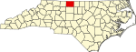 Mapa de Carolina del Norte con la ubicación del condado de Rockingham