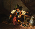 Boy with Tyrolean hat and monkey (Knabe mit Tirolerhut und Äffchen). Oil on canvas, c. 1834