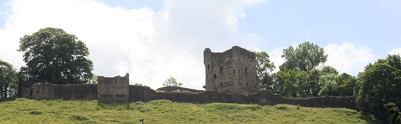 Peveril's keep towers above its curtain walls.