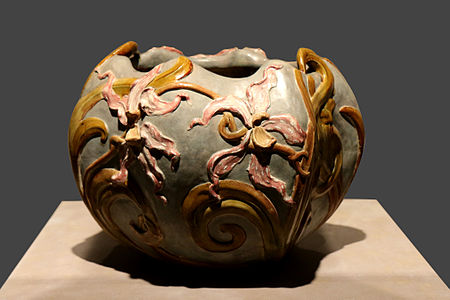 Orchidée ("Orchid") flower pot, glazed earthenware (1897)