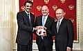 Image 6Russia handing over the symbolic relay baton for the hosting rights of the 2022 FIFA World Cup to Qatar in June 2018 (from Political corruption)
