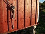 An ancient example of board and batten siding on a type of storage building in Norway called a stabbur