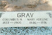 The grave site of Columbus H. Gray (1833–1905) and his wife Mary A. Gray (1846–1936).