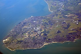 Thanet aerial showing the towns of Broadstairs. Margate, Ramsgate and Westgate-on-Sea