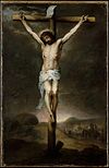 A painting of Jesus on the cross