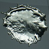 A droplet of solidified molten tin