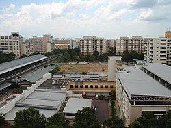 Aerial view of the town center before 2009