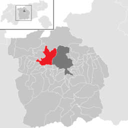 Kommunens läge i distriktet Innsbruck-Land