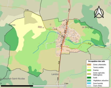 Carte en couleurs des infrastructures et de l'occupation des sols de la commune.