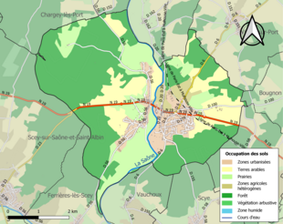 Carte en couleurs présentant l'occupation des sols.