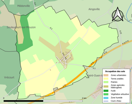 Carte en couleurs présentant l'occupation des sols.