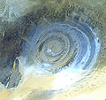 image satellite de la structure de Richat en Mauritanie.