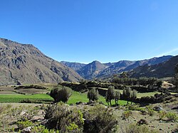 Mountains and fields in the Aurahua District