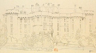 Dessin du château d'Heilly, du côté du parterre, BnF.