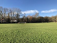 View of the football goalposts in Coulthard Park.