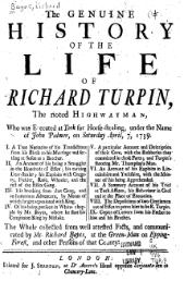 Title page of a book, headed "The Genuine HISTORY of the LIFE of RICHARD TURPIN"