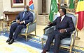 Image 52President Félix Tshisekedi with the president of neighbouring Republic of the Congo Denis Sassou Nguesso in 2020; both wear face masks due to the ongoing COVID-19 pandemic. (from Democratic Republic of the Congo)