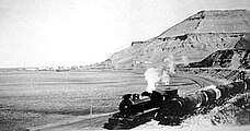 A train arriving km. 3 in Chubut.