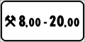 Timetable: the sign between the hours shown but only in holidays (represented by the cross)