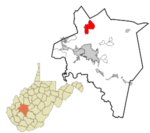 Location in Kanawha County and state of West Virginia.