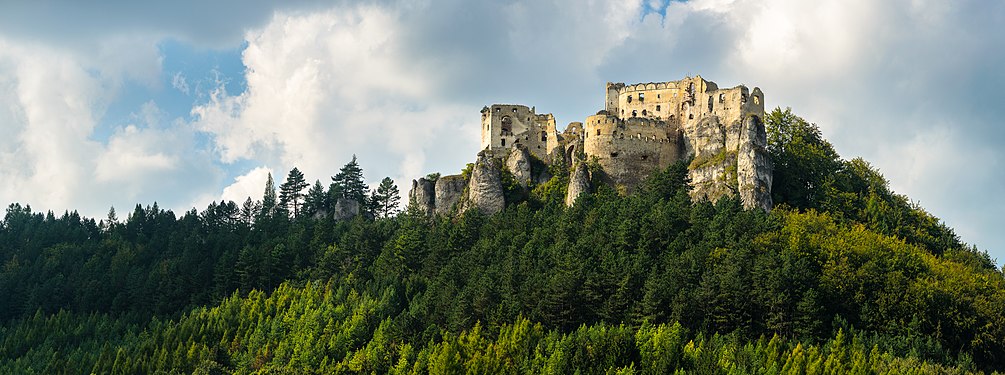 Lietava Castle from Lietavská Svinná. The Lietava Castle is an extensive castle ruin in the Súľov Mountains of northern Slovakia, between the villages of Lietava and Lietavská Svinná-Babkov in the Žilina District. (created by Vladimír Ruček and nominated by nominated by Tomer T)