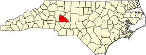 Map of North Carolina highlighting Rowan County