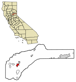 Location of Grass Valley in Nevada County, California