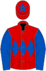 Red, royal blue triple diamond, sleeves and star on cap