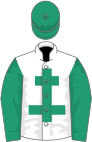 White, emerald green cross of lorraine, sleeves and cap