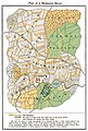 Image 4Map of a medieval manor. Notice the large commons area and the division of land into small strips. The mustard-colored areas are part of the demesne, the hatched areas part of the glebe. William R. Shepherd, Historical Atlas, 01923 (from History of capitalism)