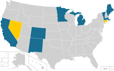 Map of US states with universal school meal programs