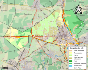 Carte en couleurs présentant l'occupation des sols.