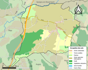 Carte en couleurs présentant l'occupation des sols.