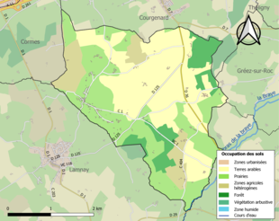 Carte en couleurs présentant l'occupation des sols.