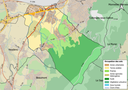 Carte en couleurs présentant l'occupation des sols.