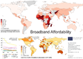 Image 10 Broadband affordability in 2011 This map presents an overview of broadband affordability, as the relationship between average yearly income per capita and the cost of a broadband subscription (data referring to 2011). Source: Information Geographies at the Oxford Internet Institute. (from Internet access)