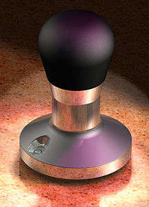 CG image of a high-end espresso coffee tamper at Cobalt (CAD program), by Greg L