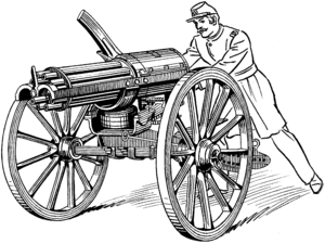 Mitrailleuse système Gatling.