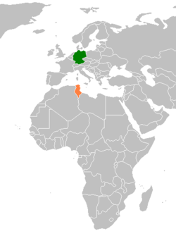 Lage von Deutschland und Tunesien