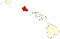 Location in the state of Hawaii (Northwestern Hawaiian Islands not shown)