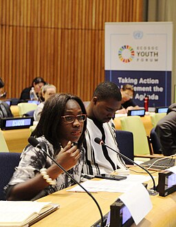 Maria Horne speaking at the CSO Forum during UNGA 74 in New York (2019)