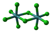 Ball-and-stick model of the Mo2Cl10 molecule in the crystal structure